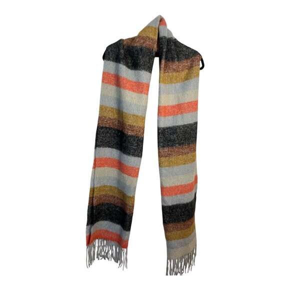 Veni Vidi Vici Scarf Stripe Wool Blend Long Fringed Winter Made in Italy - Picture 1 of 6